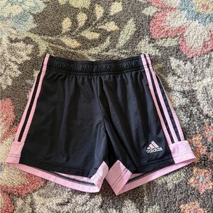 Adidas Women's Black Shorts with Pink Trim